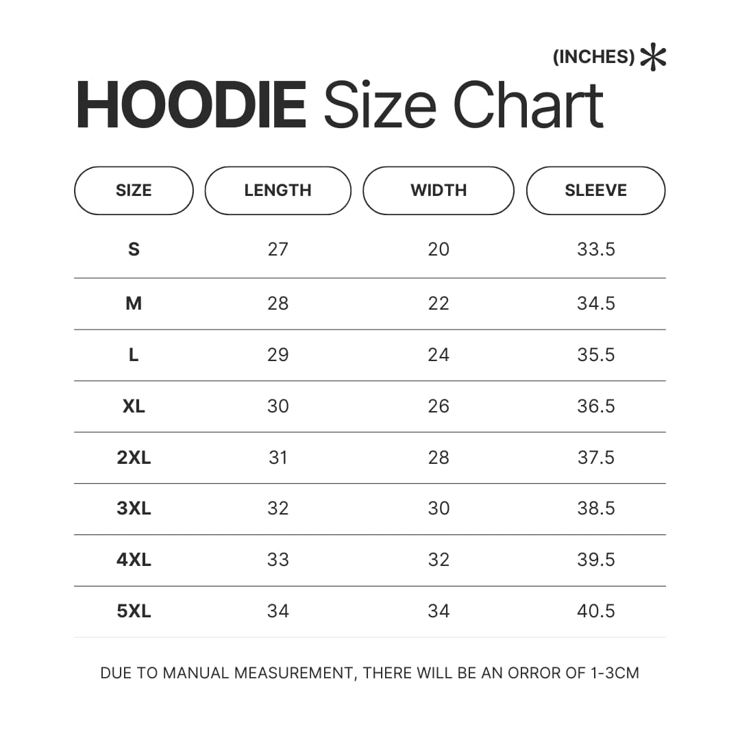 Hoodie Size Chart - Yorkshire Terrier Gifts