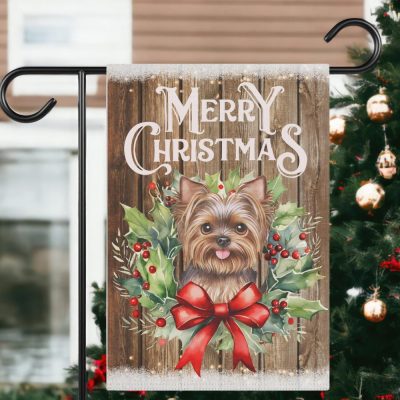 Merry Christmas Yorkie Garden Flag - Yorkshire Terrier Gifts