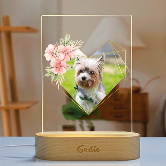 Personalized Yorkshire Terrier With Flower Plaque - Yorkshire Terrier Gifts