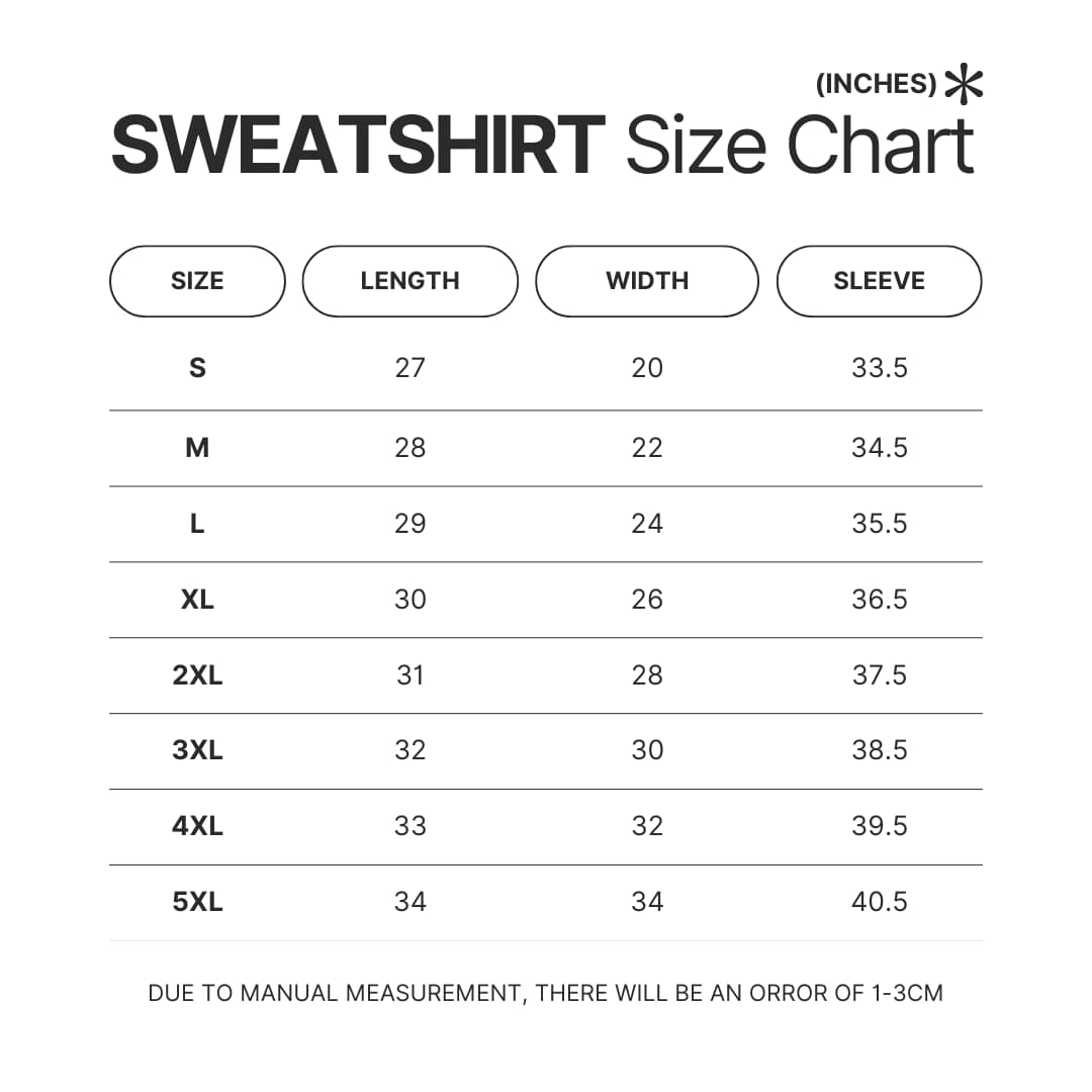 Sweatshirt Size Chart - Yorkshire Terrier Gifts