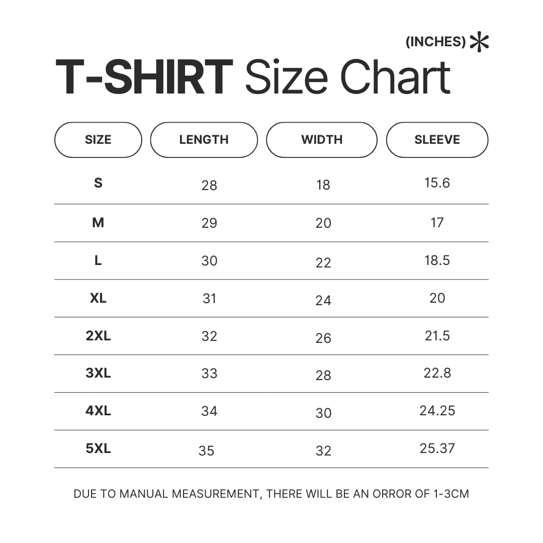 T shirt Size Chart - Yorkshire Terrier Gifts