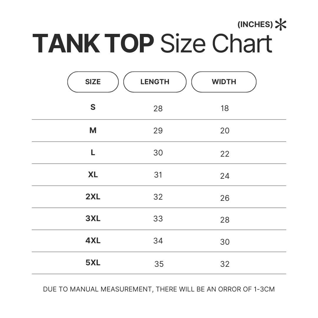 Tank Top Size Chart - Yorkshire Terrier Gifts