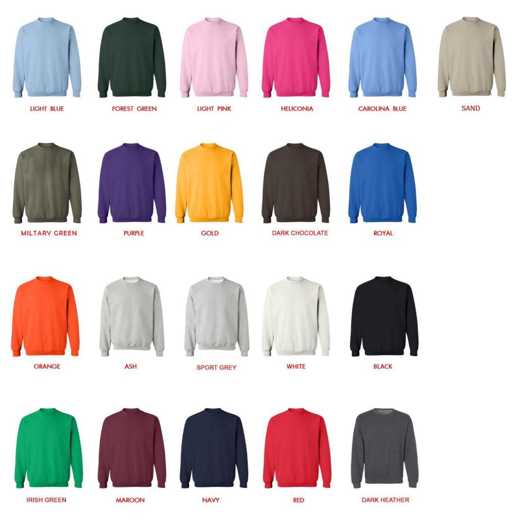 sweatshirt color chart - Yorkshire Terrier Gifts