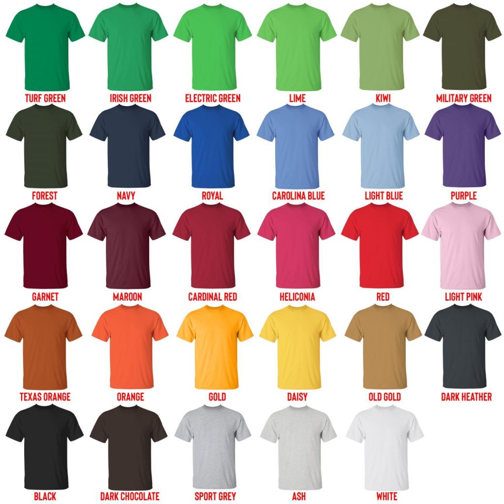 t shirt color chart - Yorkshire Terrier Gifts