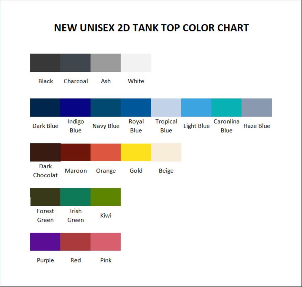 tank top color chart - Yorkshire Terrier Gifts